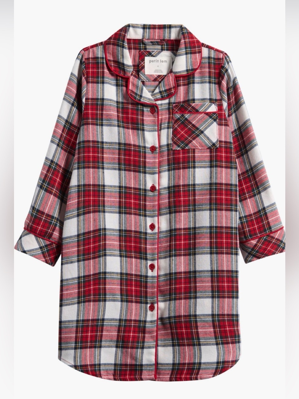 Petit Lem kids Tartan Plaid Flannel nightgown